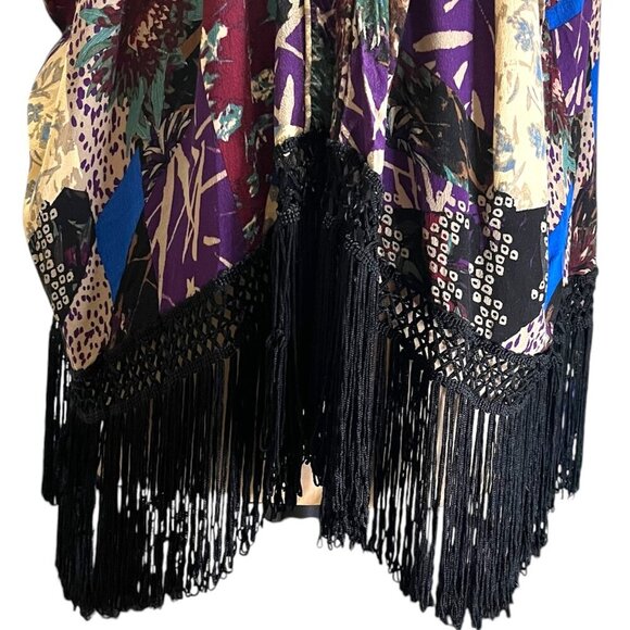 Aritzia TALULA Fawkner patchwork mixed print floral fringe kimono cardigan top - Picture 8 of 12